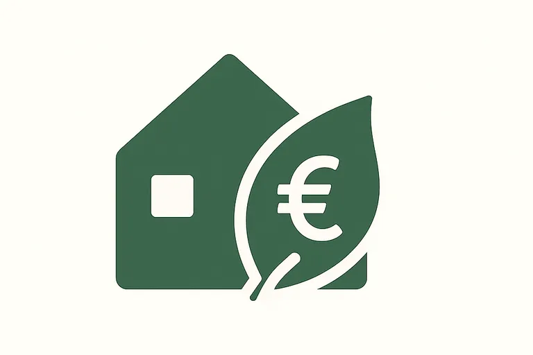 Casa con hoja con símbolo del dolar delante