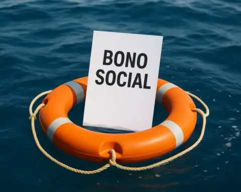 Salvavidas rescatando una factura de la luz, simbolizando la ayuda del bono social.